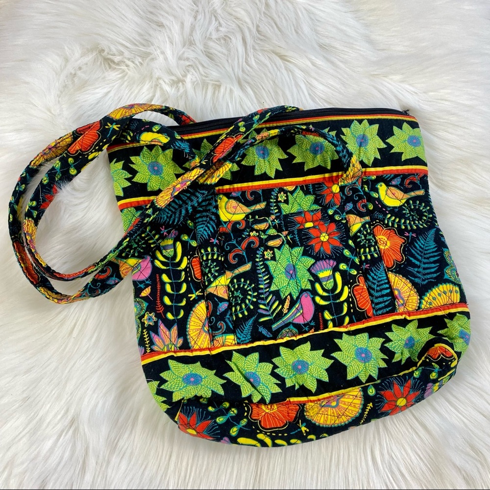 Quilted Fabric Cloth Shoulder Tote Bag with Pockets